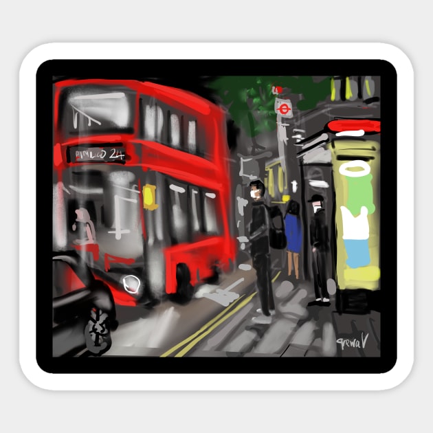 London Bus Stop Sticker by sukhpalgrewal